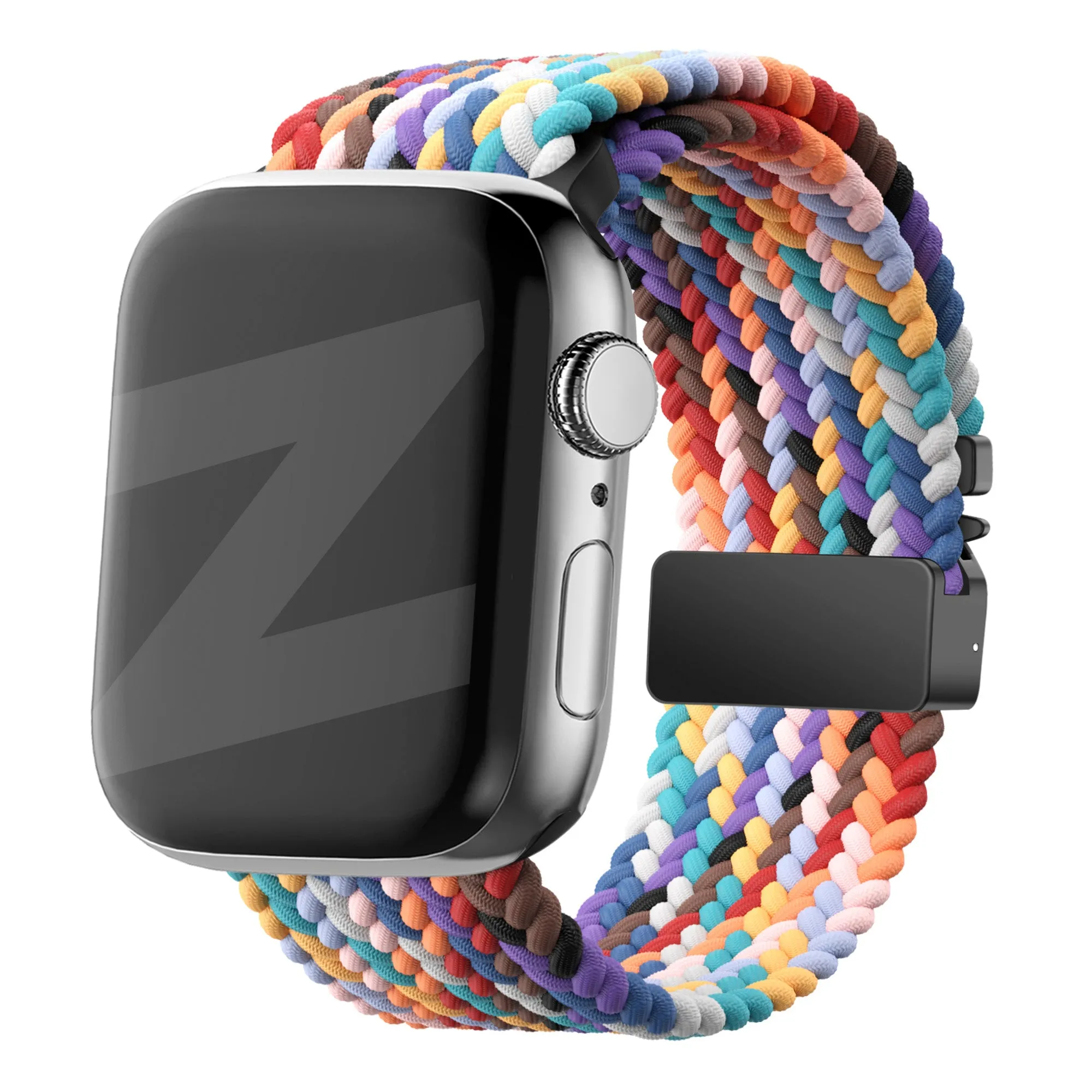 Comfort Band Bandz Apple Watch Braided Nylon Strap with P-Buckle (Rainbow)