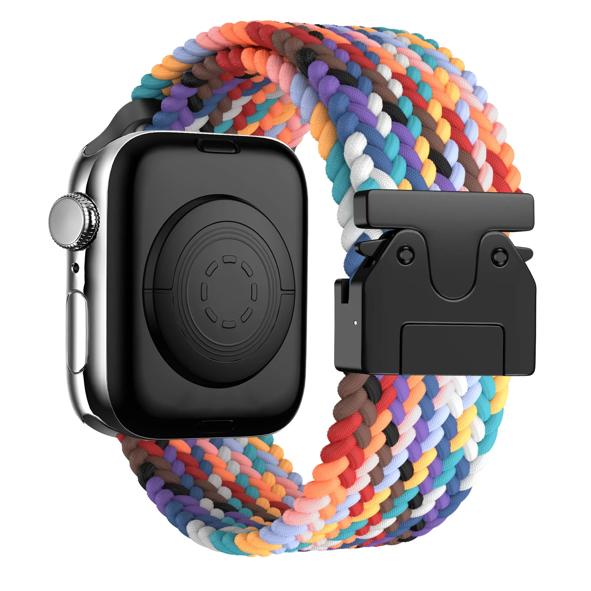 Color Variety Bandz Apple Watch Braided Nylon Strap with P-Buckle (Rainbow)