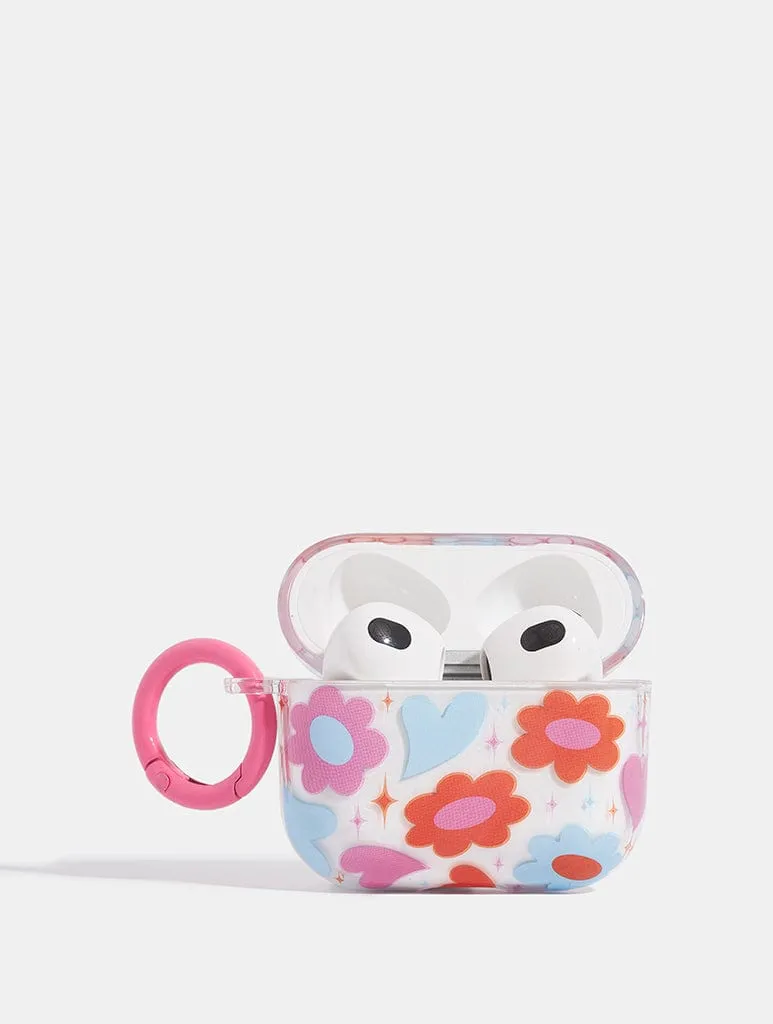 Groovy Flower Heart AirPods Case shock absorbing earbuds shell Vibrant Grip Finish