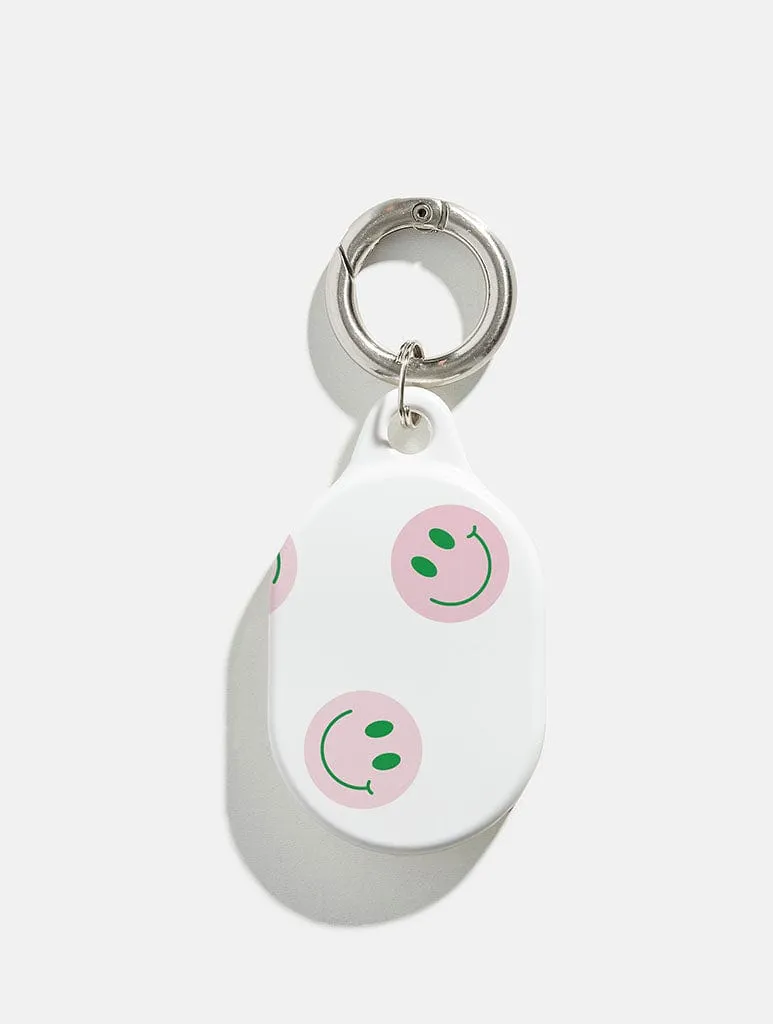 light stand pad cover Pink and Green Smiley AirTag Case in Gloss