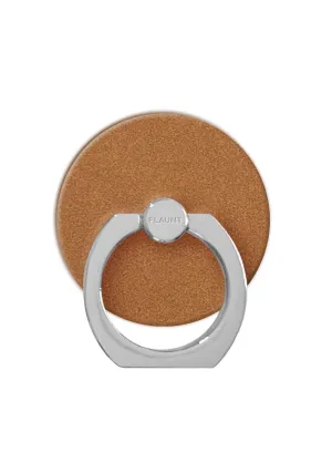 Tan Suede Faux Leather Adhesive Phone Ring Stand Quick Access Ring