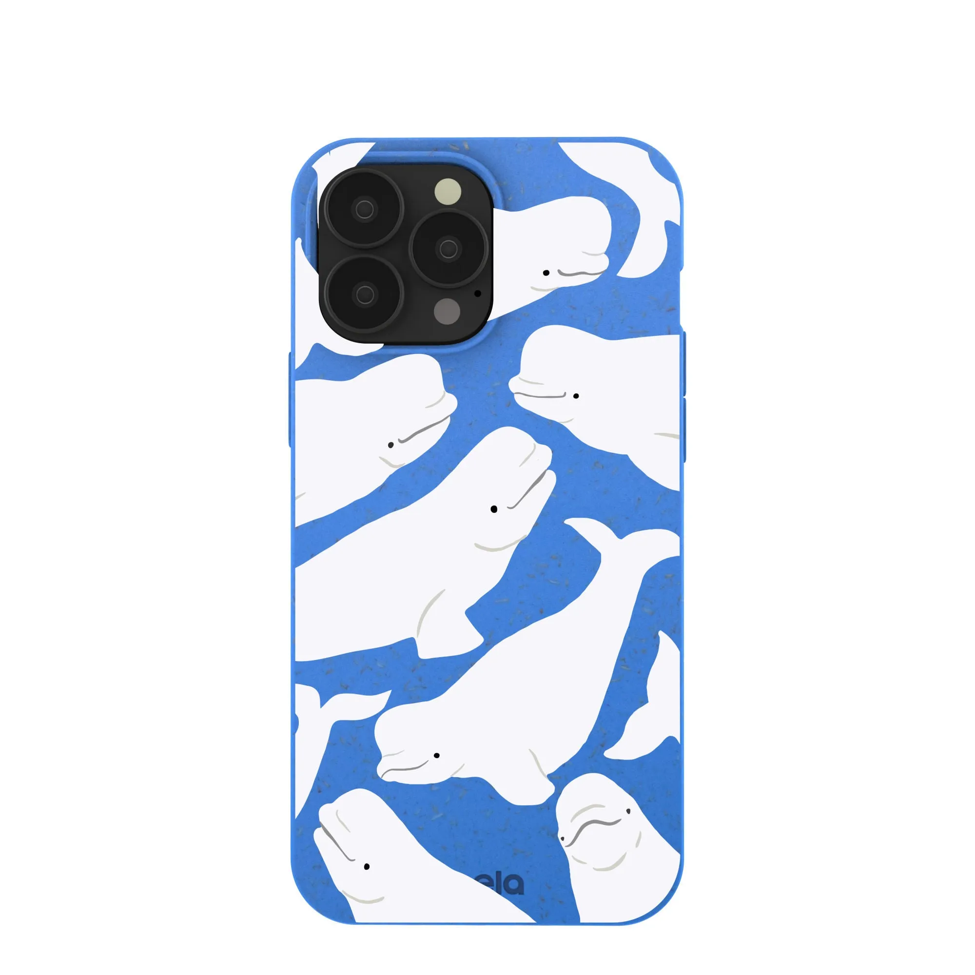 Electric Blue Belugas iPhone 13 Pro Max Case Hybrid Edge Marble Texture