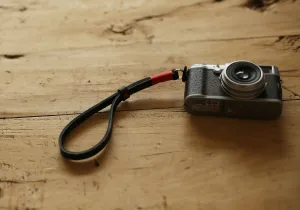 Handmade Leather Wrist Strap ?C Black with Red Twist Easy To Clean Phone School Use