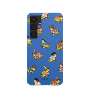 Electric Blue Fancy Frogs Samsung Galaxy S25 (Plus) Case Smooth Lining Vivid Pattern Design