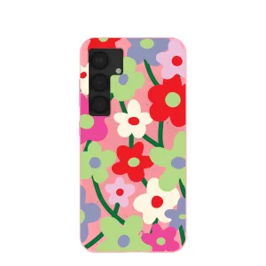 Compact Structure Luxury Finish Texture Bubblegum Pink Poppy Flora Samsung Galaxy S25 Case