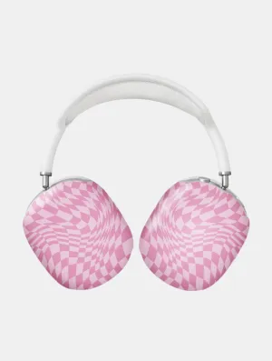 Pink Warped Check AirPods Max Case in Matte Portable Compact Case