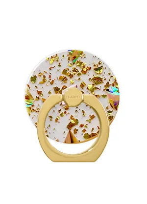 Rotatable Comfort Ergo Grip Ring Shell and Gold Flake Adhesive Phone Ring Stand