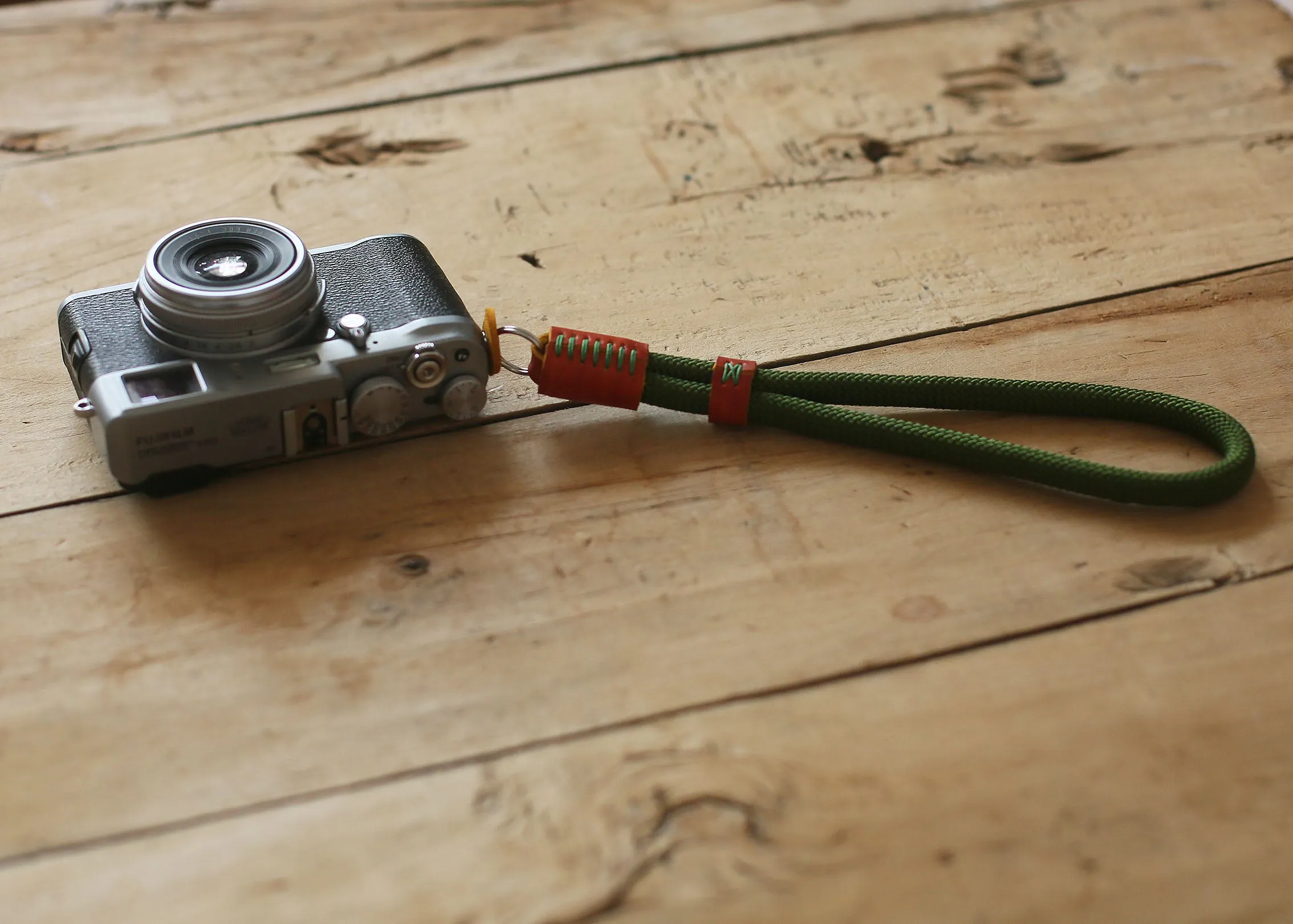 Gym accessory Handmade Camera Wrist Strap Olive Green  ?C Climbing Rope & Hand-Dyed Leather