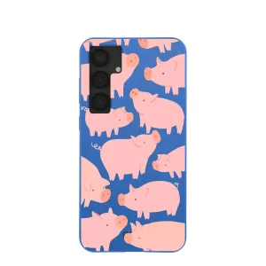Electric Blue Piggies Samsung Galaxy S25 (Plus) Case Protective Design Texture