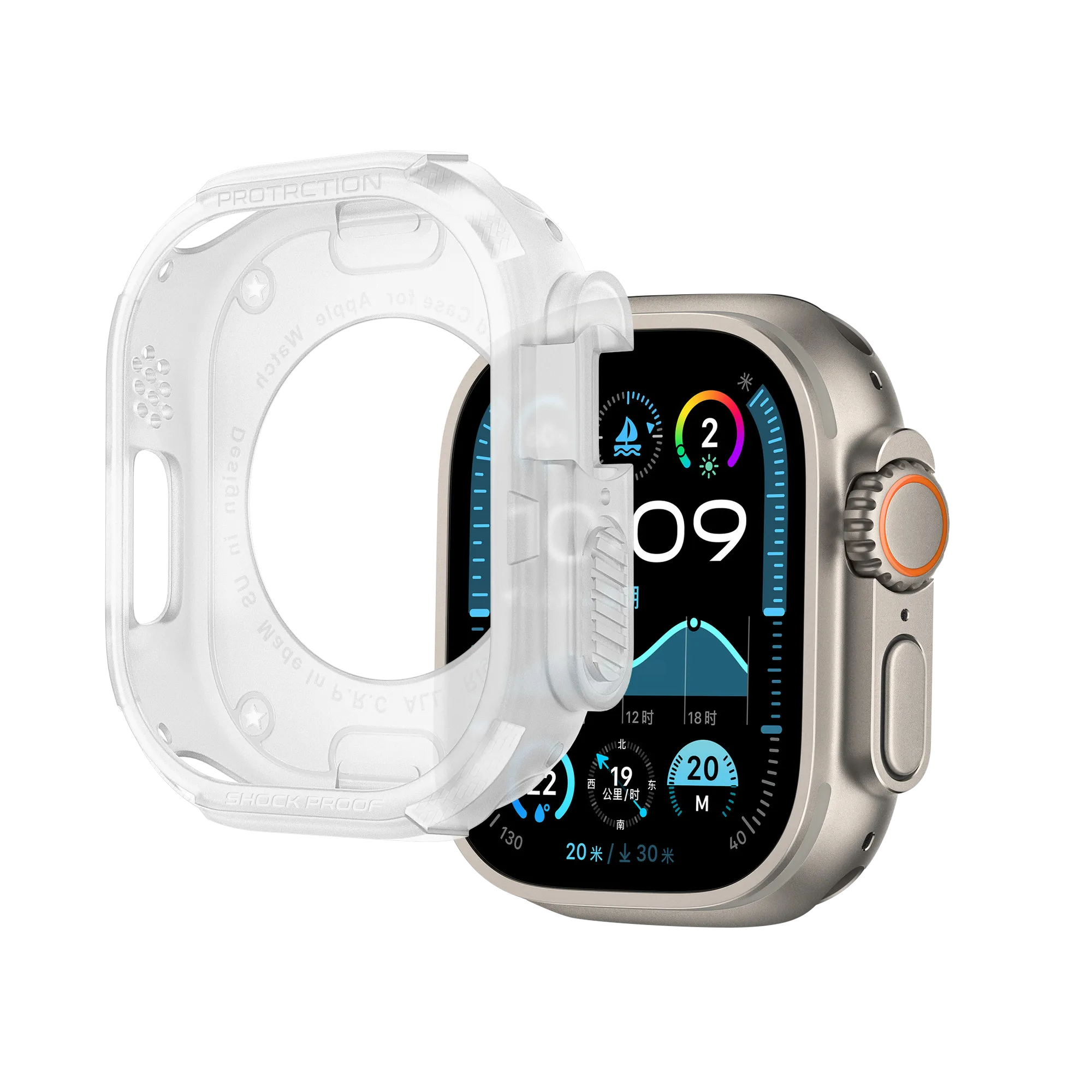 Full Armor Layer Protective Skin Shell Bandz Apple Watch Ultra - 49mm Rugged TPU Case (Transparent)