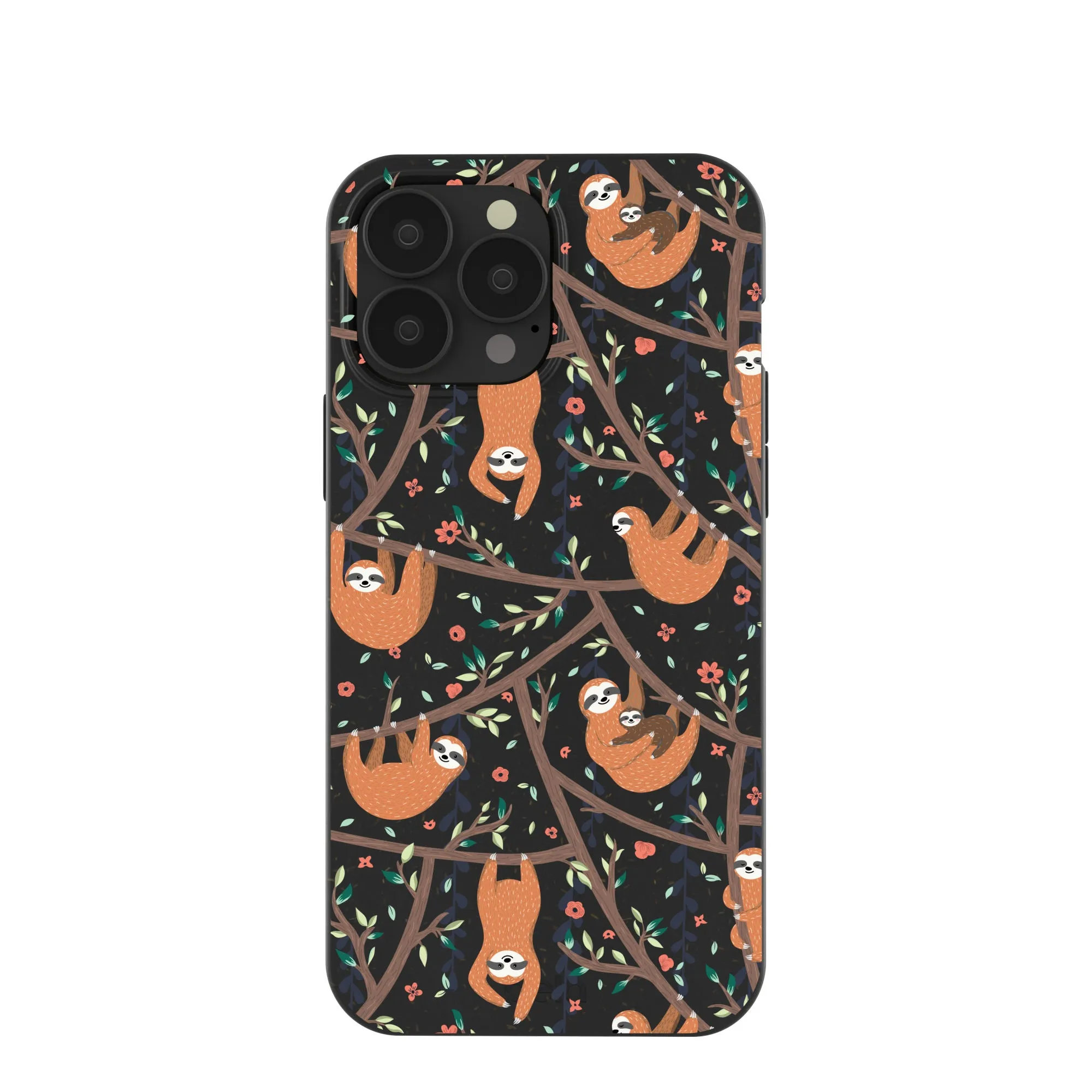 Durable Design Texture Matte Texture Finish Black Jungle Sloths iPhone 13 Pro Max Case