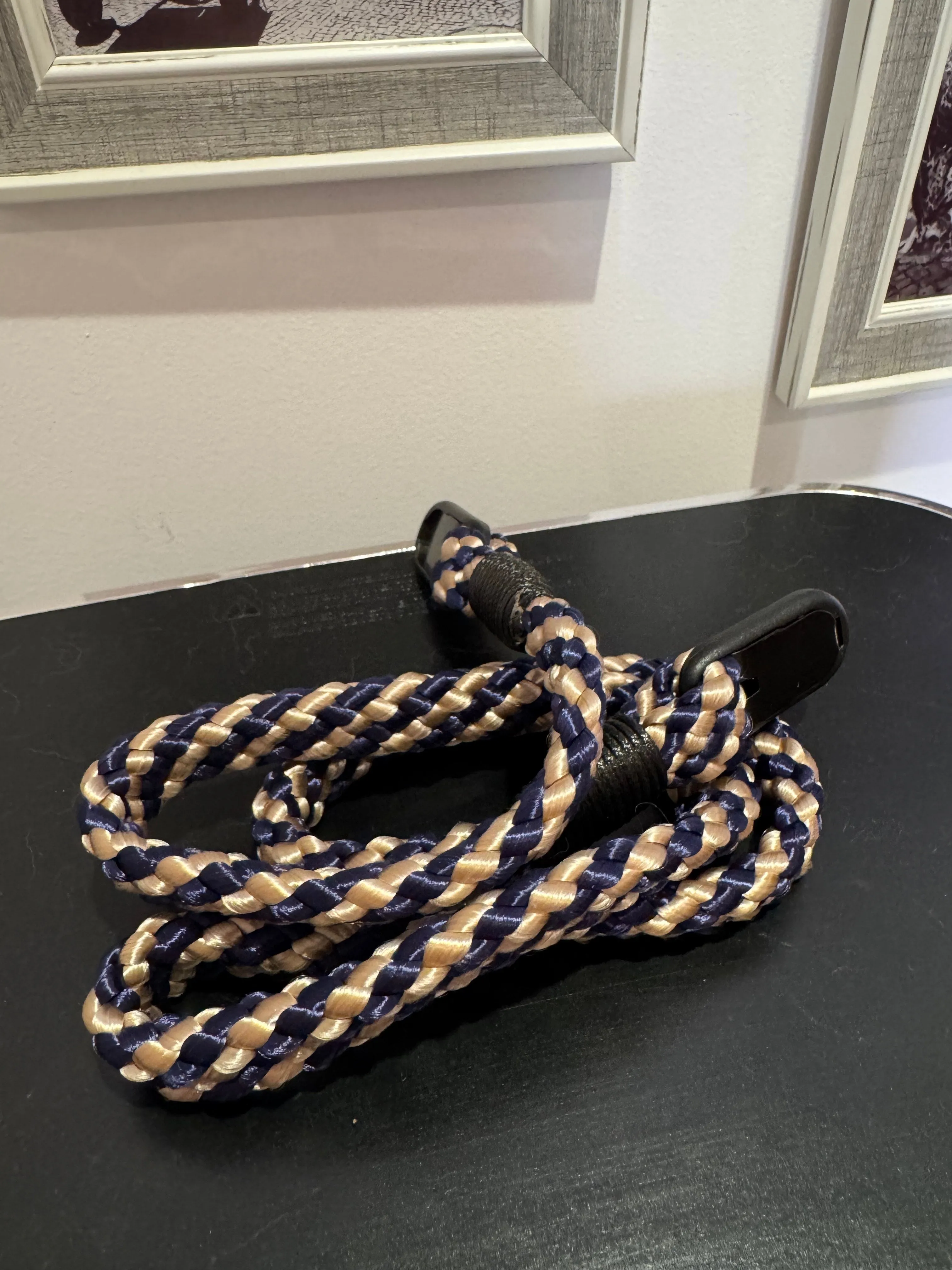 Soft Crossbody Wearing Flat Blue/Ivory Acrylic Camera Strap