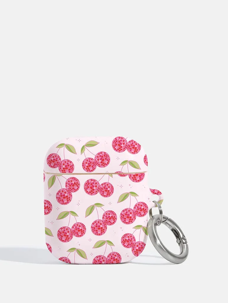 Universal Tech Accessory fashion handmade leather airpods cover Disco Cherries AirPods Case