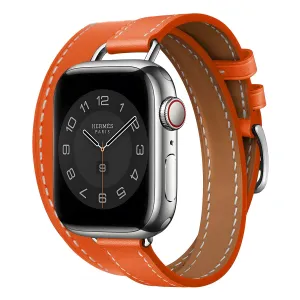 Apple Watch Leather Double Tour Strap (Orange) Durable feature