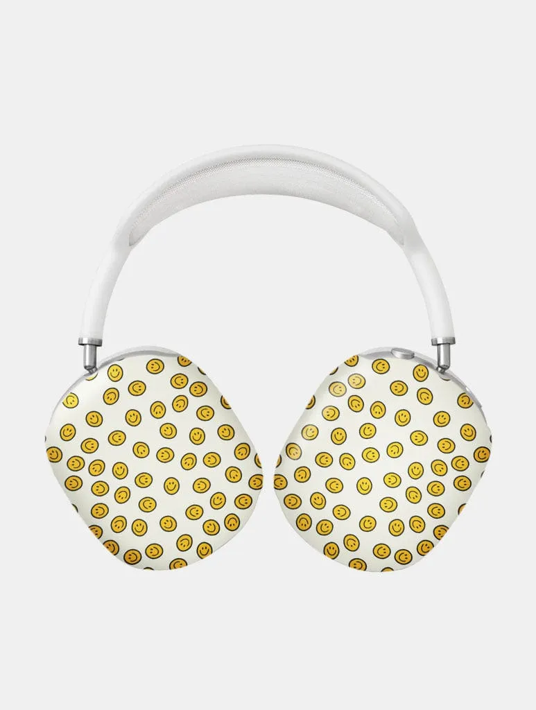 Everyday Carry Case shock resistant ergonomic soft pastel silicone shell Yellow Smile AirPods Max Case in Matte